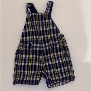 Baby boy plaid overall shorts
